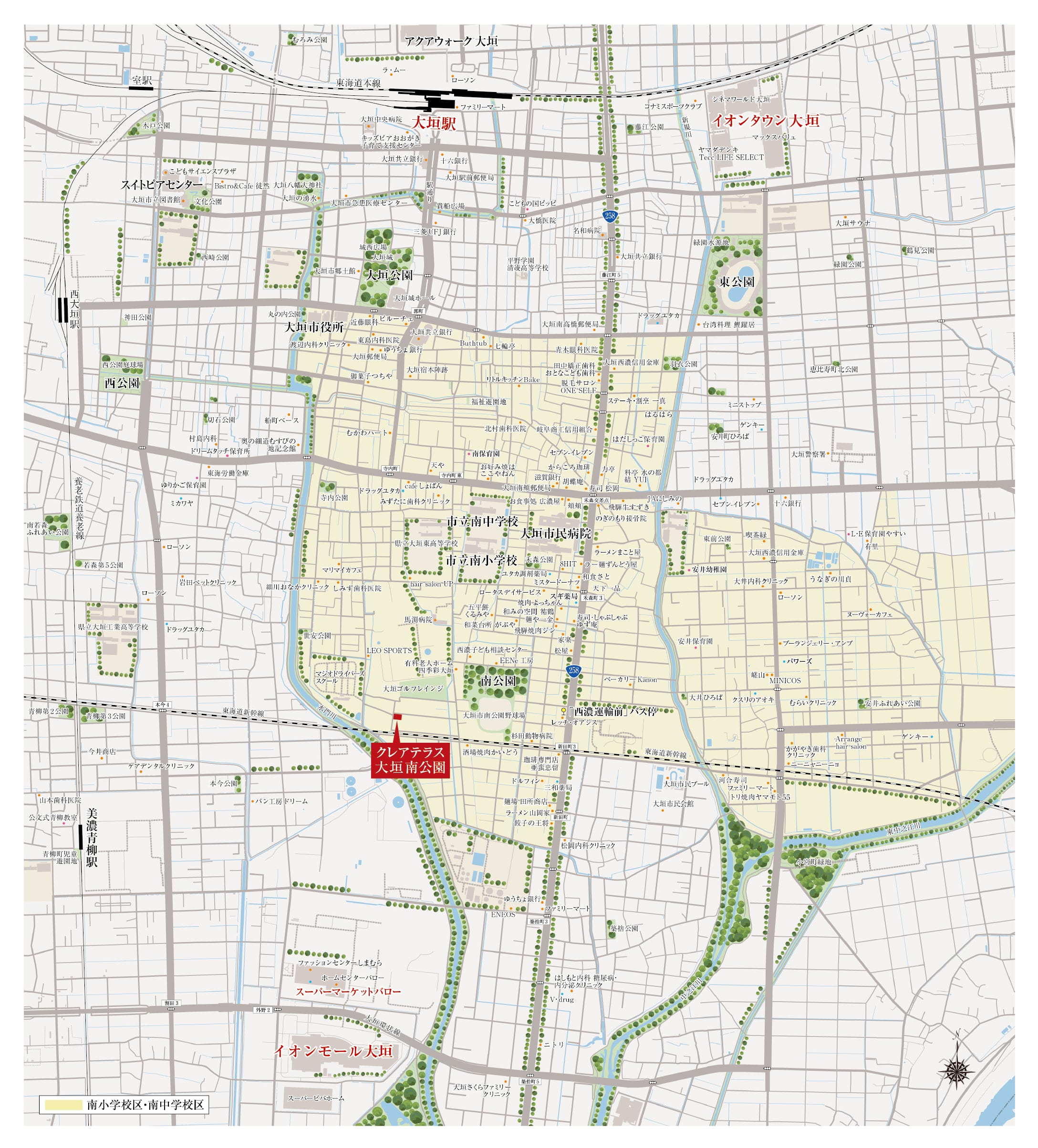 クレアテラス大垣南公園 周辺の広域地図