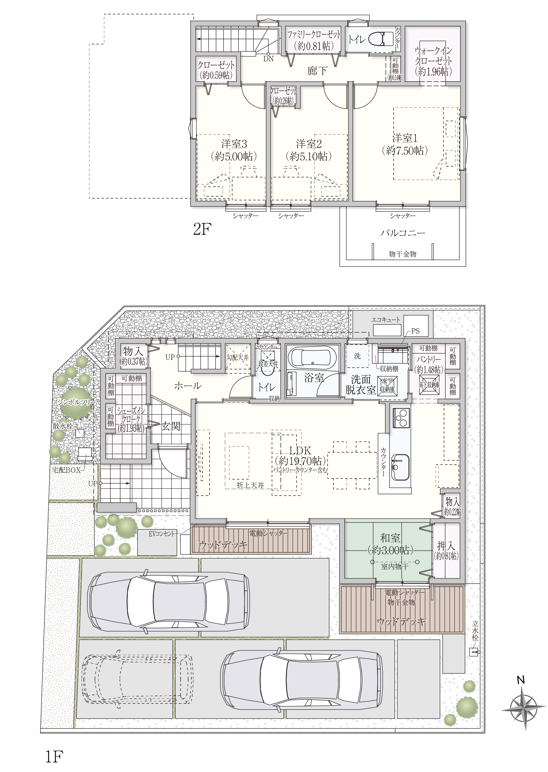 Bプラン 1F・2F詳細間取り図